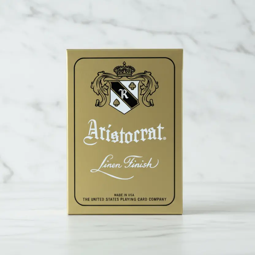 Aristocrat 727 Gold 110th Anniversary Gaff-Ready Playing Cards - Linen Finish, 1 Double-Sided Gaff Card, Collectible for Magic Tricks, Durable, Suitable for 12 Years Above, Durability, 2 Jokers, Cardistry Routines, 52 Cards
