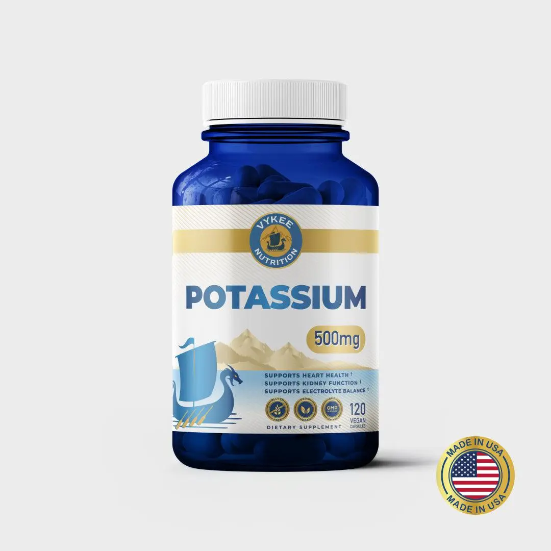 Vykee Nutrition Potassium Citrate Capsules – High-Potency 500mg Potassium Per Serving | Supports Muscle Function, Electrolyte Balance & Heart Health | Vegan, Non-GMO, 120 Capsules