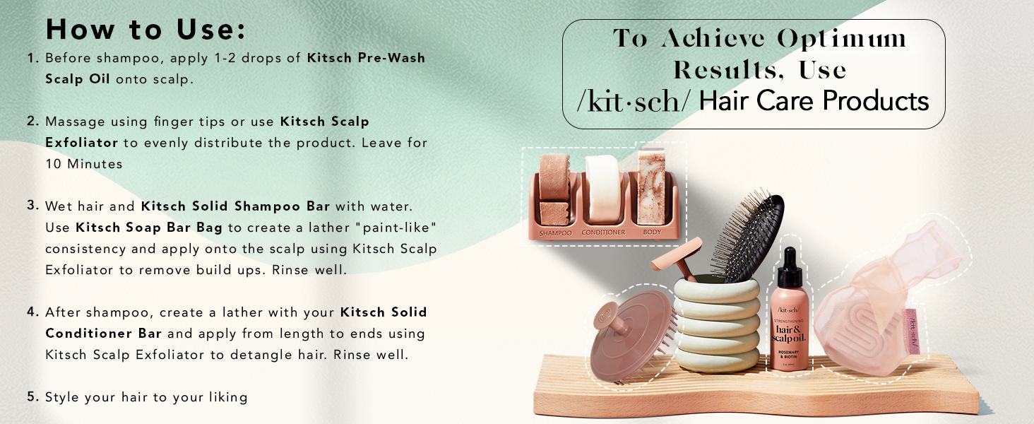 Kitsch Rosemary & Biotin Shampoo and Conditioner Bar Set for Hair Thickening - Shampoo & Conditioner Bar for Men and Women, Paraben Free, Made in USA