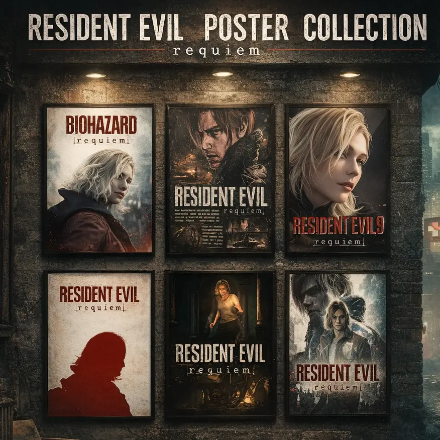 Resident Evil Requiem Artistic Game Print Poster - Leon Kennedy-Ada Wong-Albert Wesker Artwork, Raccoon City Biohazard Survival Horror Decor, High Contrast Multi-Size Bedroom Wall Art, Gamer Gift for Home Supplies