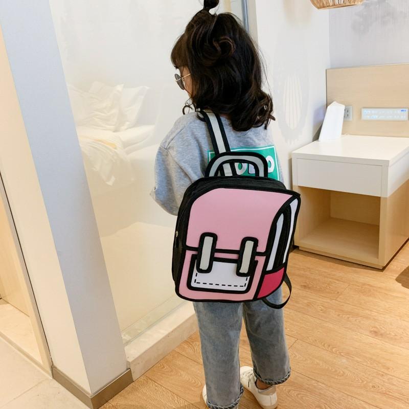 Creative Comic Backpack Adjustable Strap Book Storage Lightweight 2D Comic Student Bag Teenager Daypack