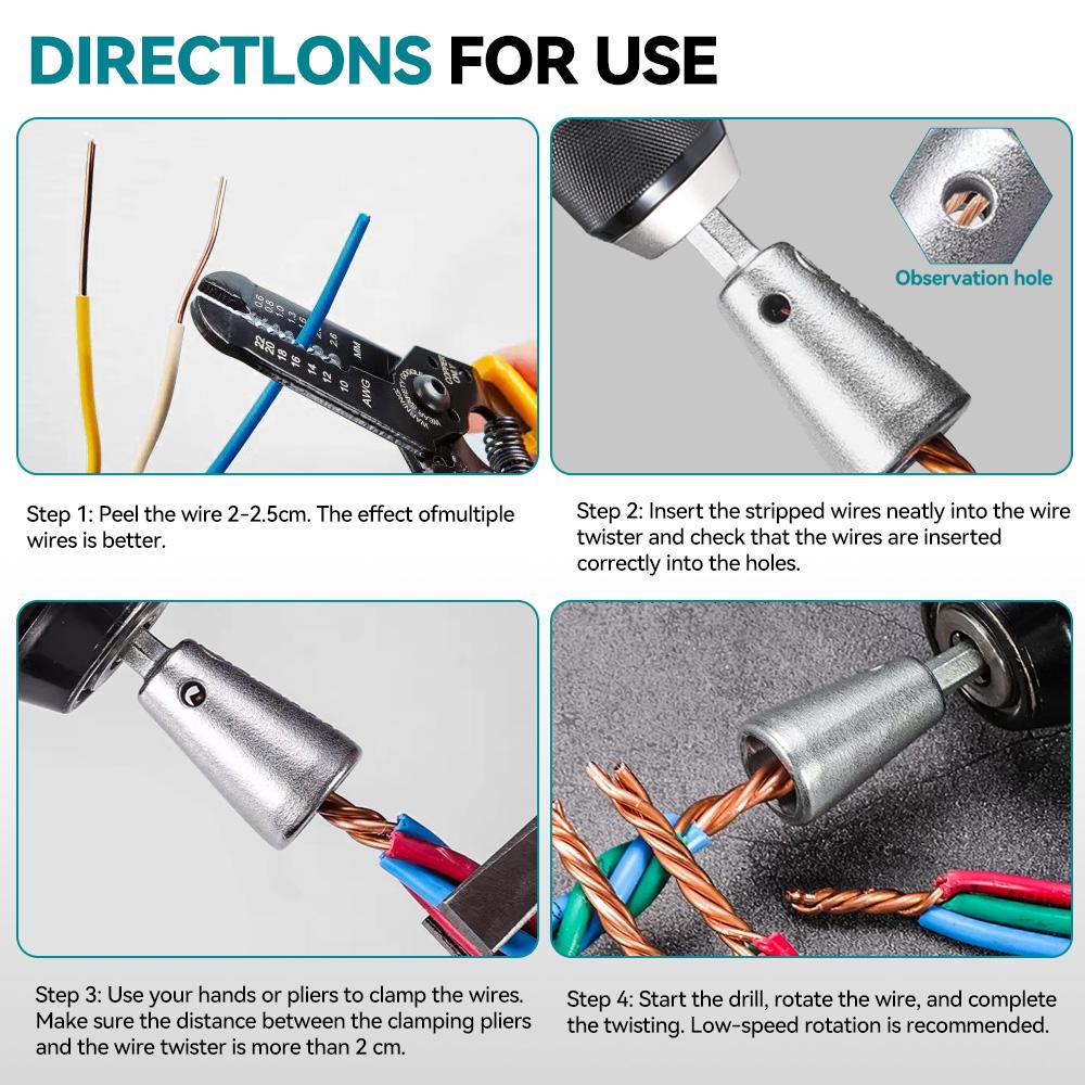 Electrician grade automatic electric wire stripper (2), parallel conversion head for electric drills, time-saving and labor-saving, suitable for maintenance on construction sites and factories Diy Tools Hand Tools Hardware Wirepliers