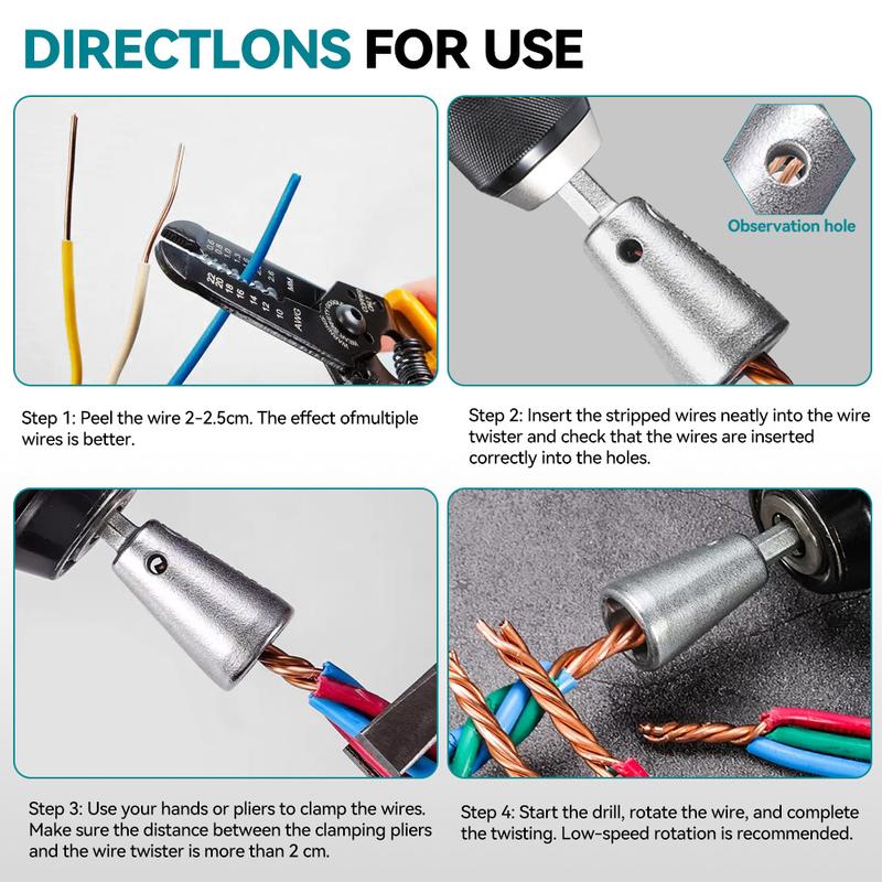 Electrician grade automatic electric wire stripper (2), parallel conversion head for electric drills, time-saving and labor-saving, suitable for maintenance on construction sites and factories Diy Tools Hand Tools Hardware Wirepliers