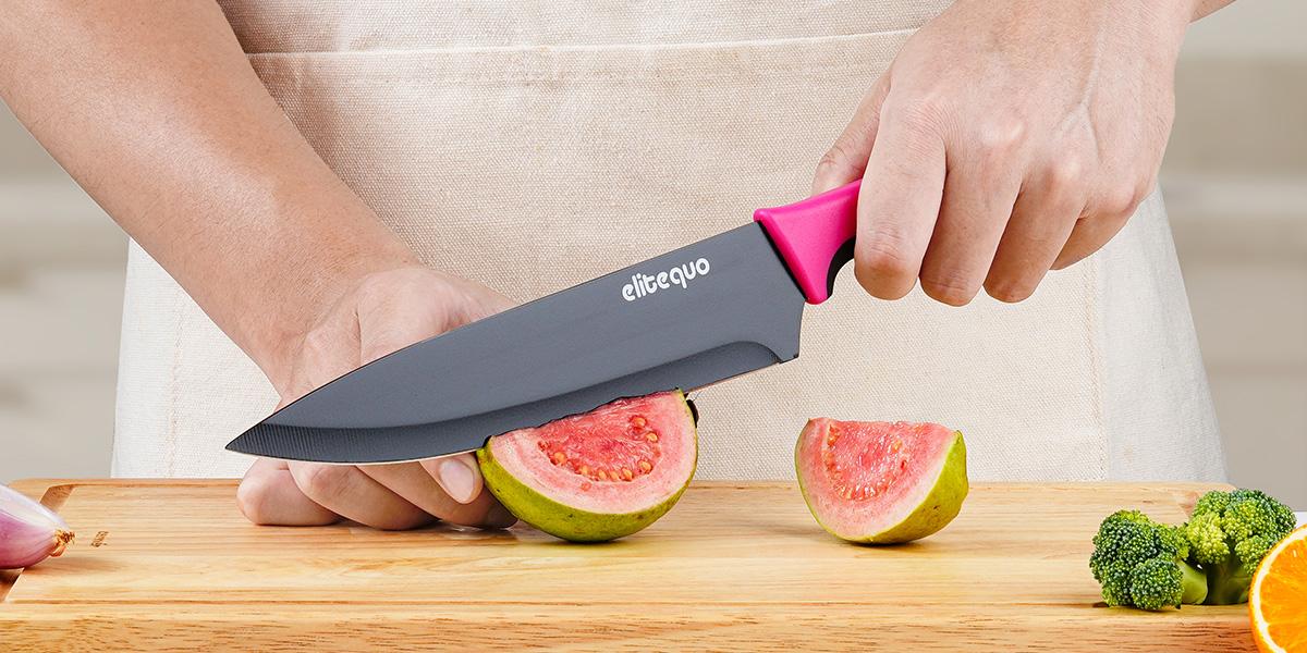 15Pcs Kitchen Knives Set with Block and Self-Sharpening, Ceramic Coating, German Stainless Steel, Knives Sharp Blade, Dishwasher Safe, Knife Block Set with Ergonomic Handle, Cool Black