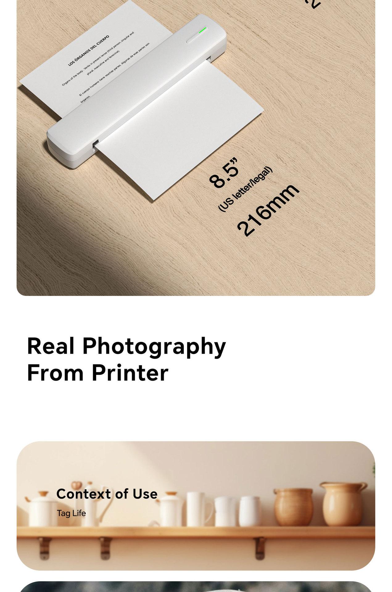 Portable Thermal Printer D810 - Wireless A4 Printer for Office School Travel Home Tattoo Scenarios Ideal Gift