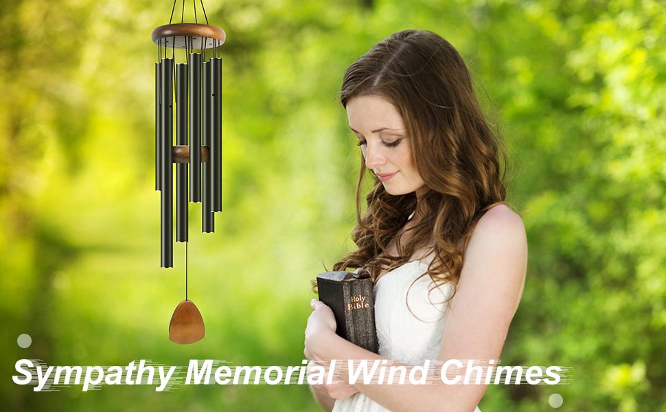 Large Aluminum Wind Chimes 37" Inches to Create a Zen Atmosphere Suitable for Outdoor, Garden, Patio Decoration. Classic Black, with Wind Catcher