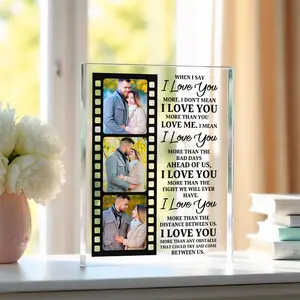 I Love You More Acrylic Block – Personalized Couple Gift with Photo Film Strip