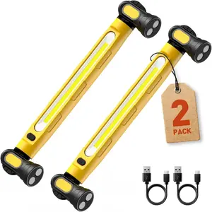 2pcs 3000 LM Rechargeable Underhood Work Flashlight with Magnetic Base & Hook 360° Rotatable Body Waterproof Durable LED Light for Car Repair Garages Construction Sites Power Outages Emergencies