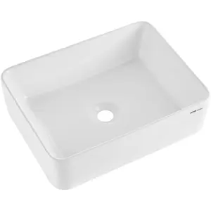 【FathersDayGift】VEVOR Rectangle Vessel Sink, 19" x 14.7" Bathroom Vessel Sink Countertop, White Ceramic Bathroom Sinks Above Counter, Modern Style, Bright and Elegant, Well-Packaged for Bathroom, Hotel, Toilet, RV