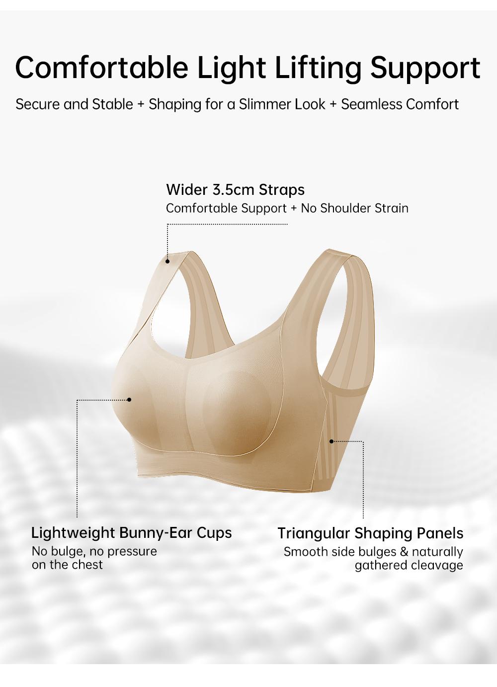 REALWILL Seamless Shaping Bras for Women Breathable Double-Layer Jelly Bra Design with Natural Lift Spring Everyday Tshirt Bra Springtok Valentine's Day