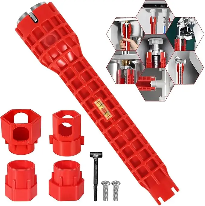 14 in 1 Faucet & Sink Installer Tool - Basin Wrench for Toilet Installation, Versatile Use for Sink Drain Nut Removal & Faucet Repair