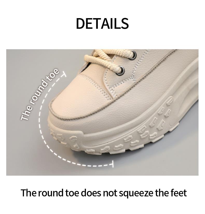 Spring and Autumn new arrival high-top shoes, round toe, thick sole for added height, soft sole, casual sneakers, street style white shoes.