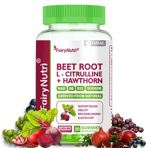 Beet Root Gummies, 6-in-1 2000mg Beet Root with L-Citrulline, Hawthorn, Grape Seed & Vitamin B6/B12, Supports Blood Flow, Energy & Heart Health, 30 Gummies