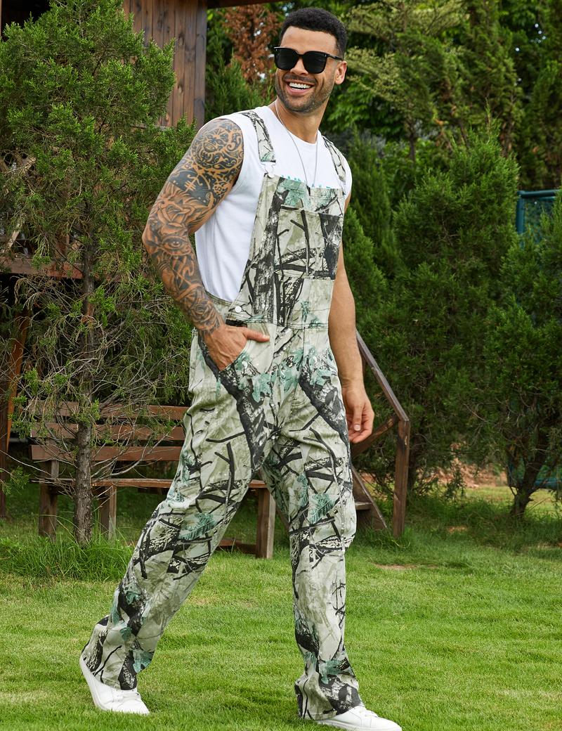 Yuanbang Men's Loose Pattern Adjustable Stretchy Overalls Fashion Camo Pattern Denim Bibs Coveralls Pockets Jumpsuit with Zipper Fall Winter Menswear Camouflage Redneck Party Outfit Yuanbang Men's Loose Pattern Adjustable Stretchy Overalls Fashion Camo Pattern Denim Bibs Coveralls Pockets Jumpsuit with Zipper Fall Winter Menswear Camouflage Redneck Party Outfit