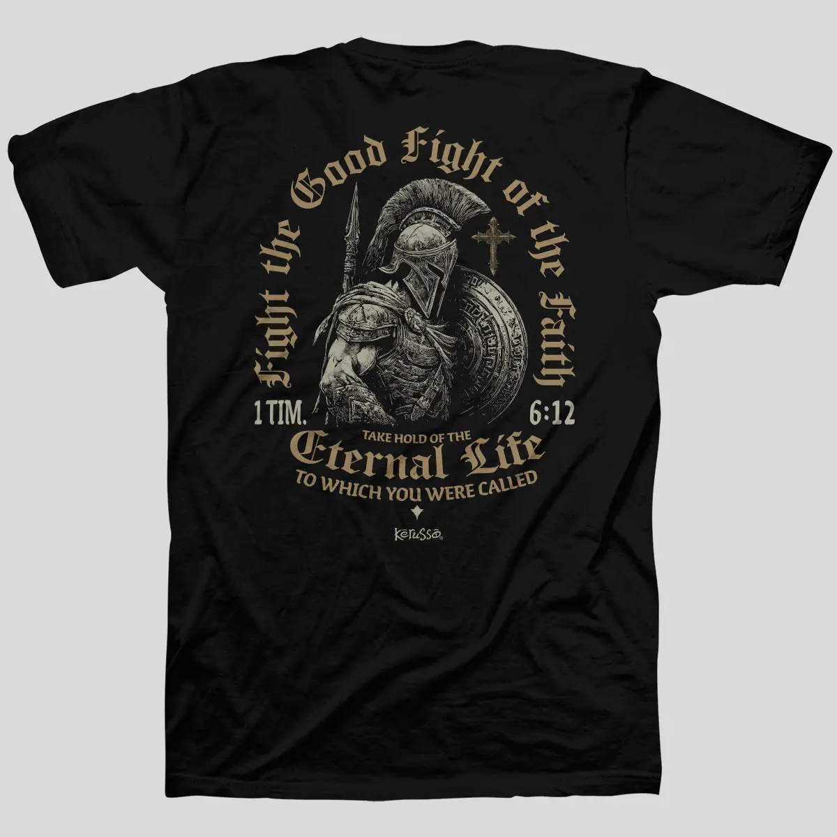 Fight The Good Fight Christian T-Shirt for Women, Casual Round Neck Cotton Tops with Shortsleeve Graphic Design, Hem, Basic, Fight The Good Fight Design