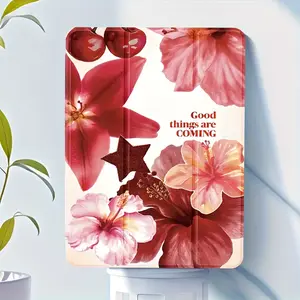 Red Peony Flower Design Suitable for Ipad Protective Case 2021, Featuring a Stand for The for ipad 9Th Generation 10.2-Inch Cartoon Style, Compatible with Air 5 with Pencil Slot, 12.9-Inch for apple 2020 Transparent Case