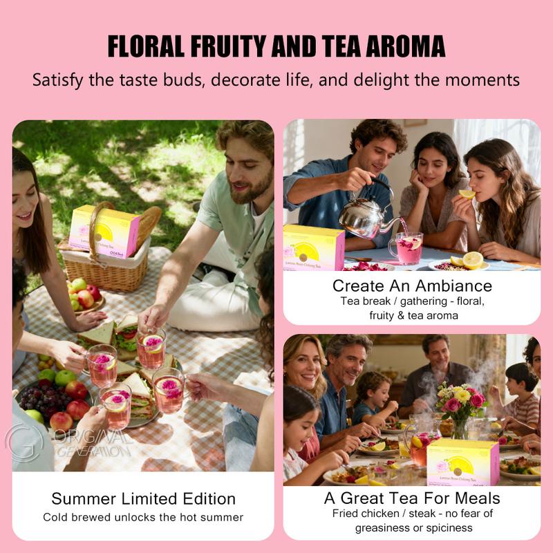 Beauty Tea Lemon Rose Oolong Tea Summer Limited Edition  (7.5g×10packs) With Lemon,Apple,Dragon Fruit,Pear,Oolong Tea,Rose,Citronella,Mint
