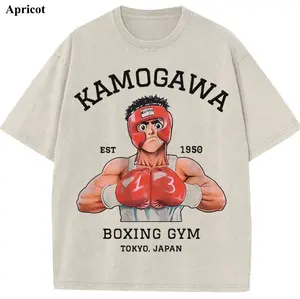 Ippo Boxing Vintage Wash Tee, Hajime no Ippo T-shirt, Anime Graphic Tees, Unisex Shirt, Anime Gift For Fan, Gym Workout Shirt, Menswear Womenswear Crew Neck Oversize Fit Heavy Cotton