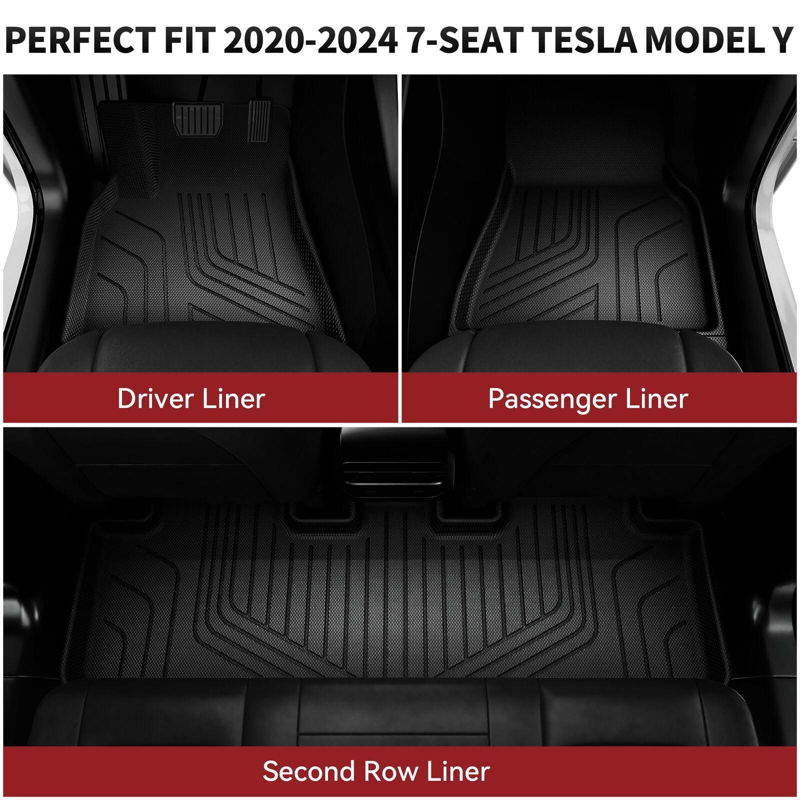 YITAMOTOR 9PCS Tesla Model Y Floor Mats 7 Seater 2021-2024 Cargo Mats Full Sets, 3D Anti-Slip Rear Trunk Mat Cargo Liners Interior