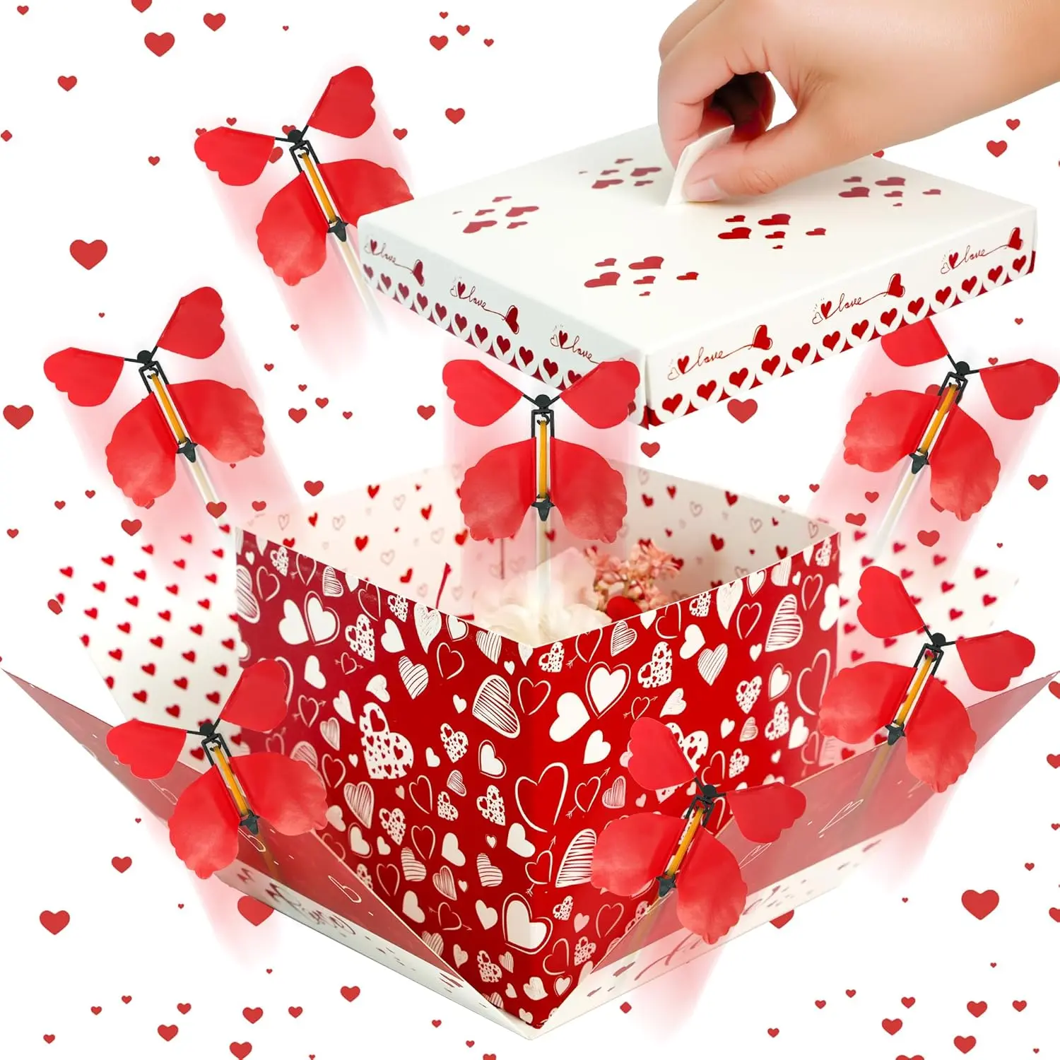 Butterfly Explosion Gift Box, Love, DIY Unique Exploding Surprise Gift Box, Flying Butterflies Love Heart Box, Red Box Explosion for Valentines Day, Birthday, Wedding, Anniversaries tiktokshopspringglowup,summervibes,summerwins