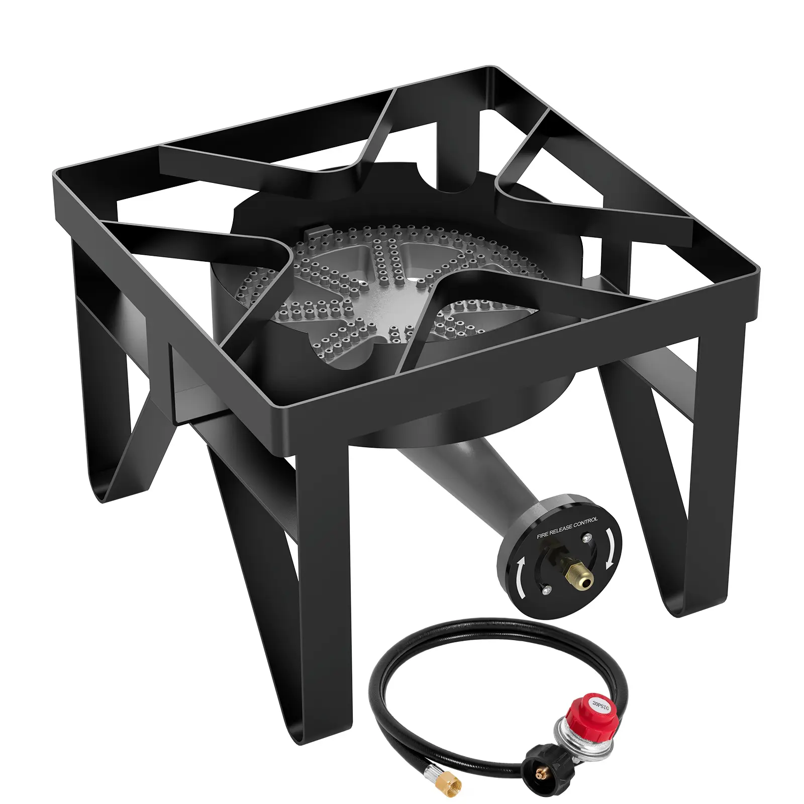 BESTFIRE 200K BTU Propane Gas Burner | Heavy-Duty Outdoor Stove with 0–20PSI Adjustable Regulator & Black Hose—Perfect for Brewing, Frying & Camping Adventures. gas turkey picnic cooker cooking