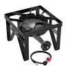 BESTFIRE 200000 BTU Propane Gas Burner - Sturdy Compact Outdoor Stove with Pro-Grade Control, Reinforced Metal Build, 0-20PSI Adjustable Regulator, Black Hose, Adjustable Flame, Low Profile Uneven-Base Stability for Camping Gear, Cooking Outdoors