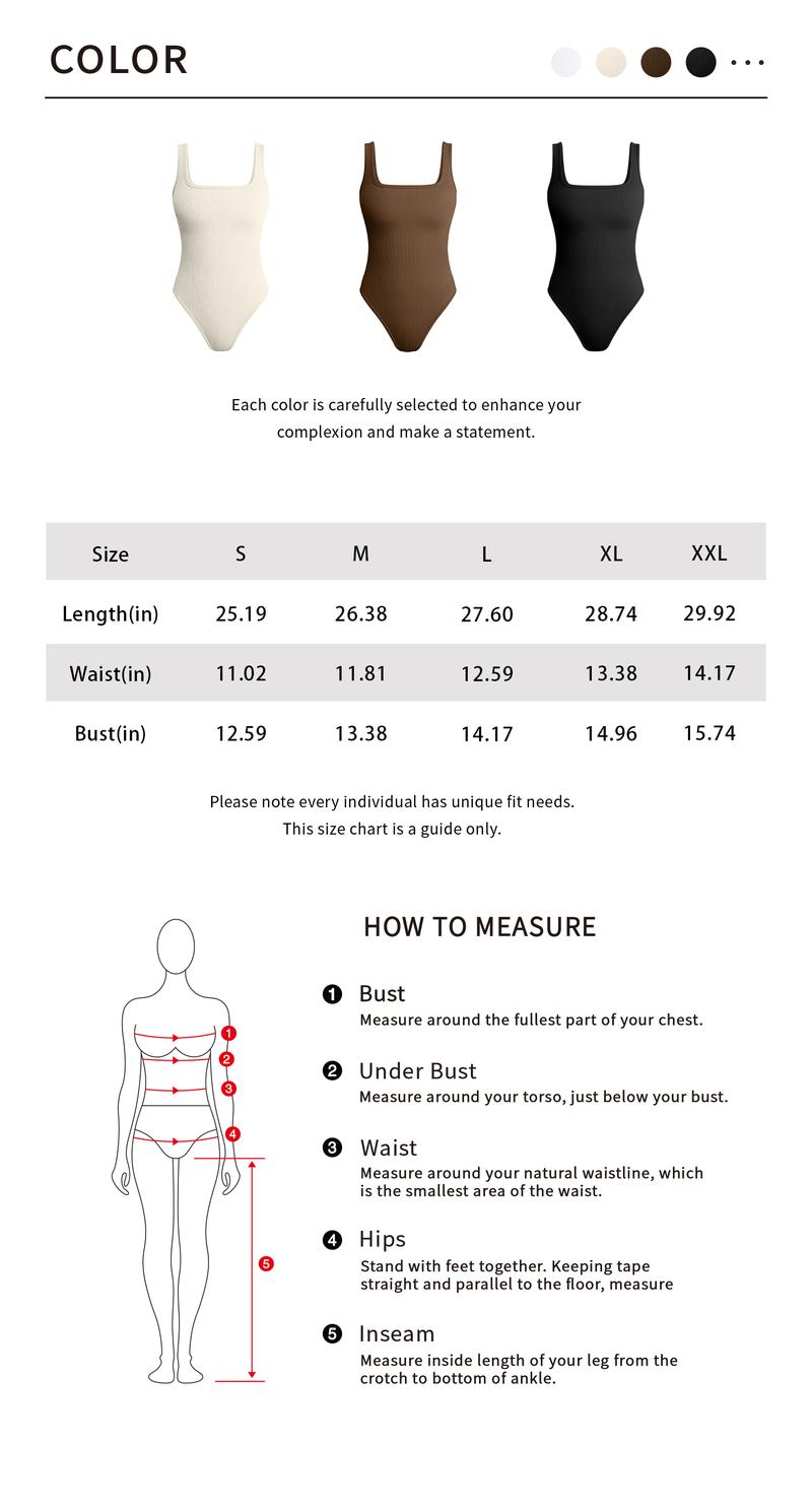 OQQ-Nine cents【3 iin 1 Set】Ribbed Knit Square Neck Bodysuit 3-Piece Set, Slim-Fitting Sleeveless Base Layer, Minimalist Versatile Sexy Skinny Bodysuits Black Basic