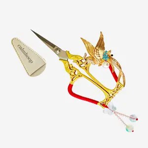 Calmhoop Sewing Embroidery Scissors – Small Vintage Sharp Detail Shears for Craft, Artwork, Needlework Yarn, Handicraft DIY Tool, Thread Snips, 4.6in Phoenix Style