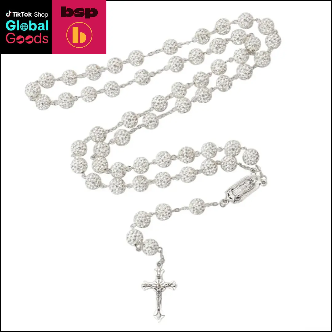 Silver Rhinestone Vintage Cross Pendant Faith Necklace - Ornate Religious Design Crucifix Graphic Necklace, Christian Symbol, Perfect Easter Gift, Cross Necklace