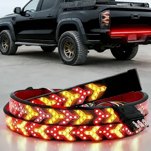 60-Inch LED Tailgate Light Bar Strip - Sequential Arrow Turn  & Flowing Signal Light, IP67 Waterproof, Red & Amber High-Brightness LEDs, Ambient Tailgate Light Bar for Trucks & SUVs, Car Decorative Light