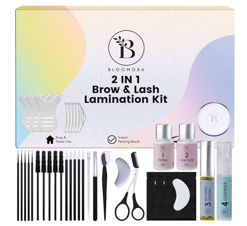Lash Lift Kit & Eyebrow Lamination Kit, 2-in-1 Solution, At-Home Brow Lamination, Beginner/Professional, Eyelash Lift, Lasts 6-8 Weeks, 15 Applications, DIY Brow & Lash Perm - BLK7