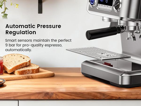 COWSAR Espresso Machine, 58mm professional brewing system, dual boiler system, PID intelligent temperature control, integrated conical burr grinding system, espresso machine with 58mm stainless steel funnel