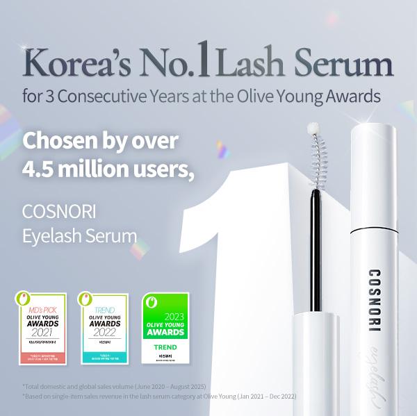[COSNORI] Long Active Eyelash Serum 2-Pack (0.3 fl. oz. x2) | Korean No.1 Lash Serum | Vegan & Prostaglandin-Free | Daily Lash Care