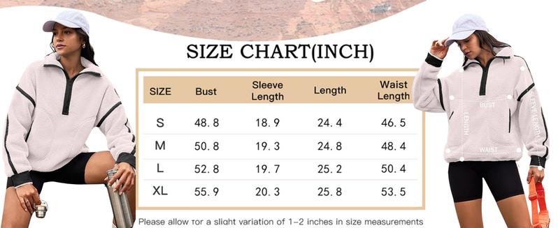 Yeokou Womens Half Zip Sherpa Fleece Pullover Soft Oversized Sweatshirt with Pockets Warm Fuzzy Sweater