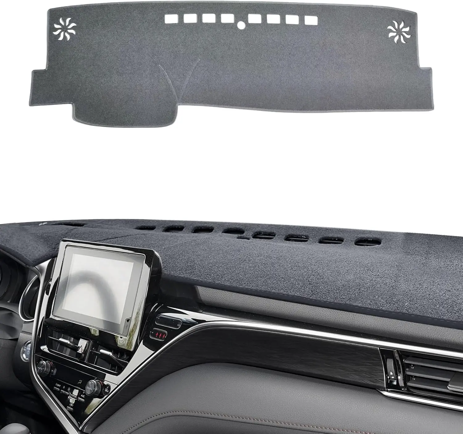 Pre-Cut Custom Fit Automotive Car Interior Protector Dashboard Cover Mat for Toyota Camry 2007-2011/2018-2024, Black & Grey Car Accessory, Heat-Resistant Vehicle Accessory, Improves Visibility, Vehicle Accessories