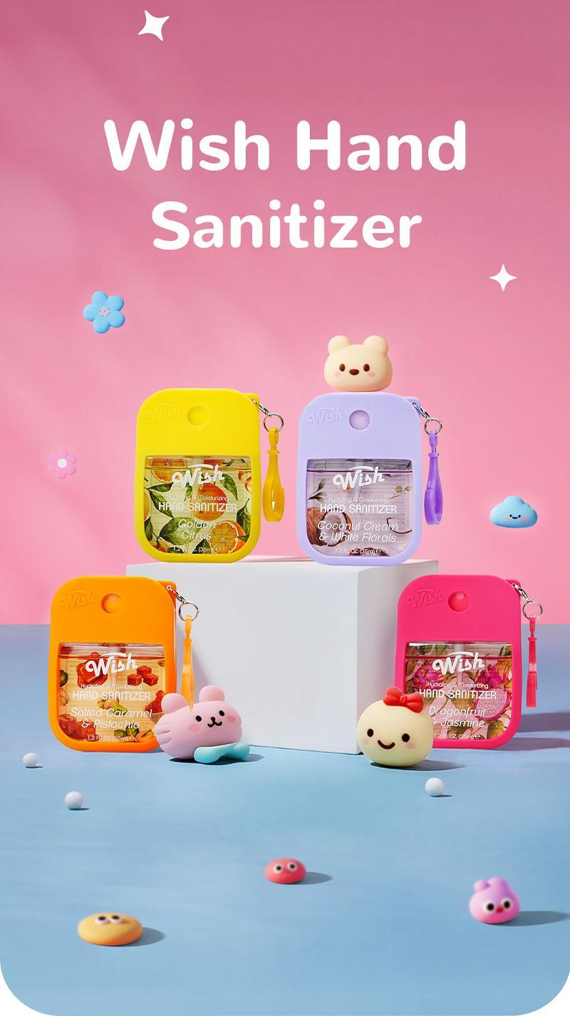 Wish Portable Hydrating Hand Sanitizer Spray - Moisturizing Formula with Silicone Case, 1.2 floz, Long-Lasting Fragrance, Travel-Friendly & Refillable