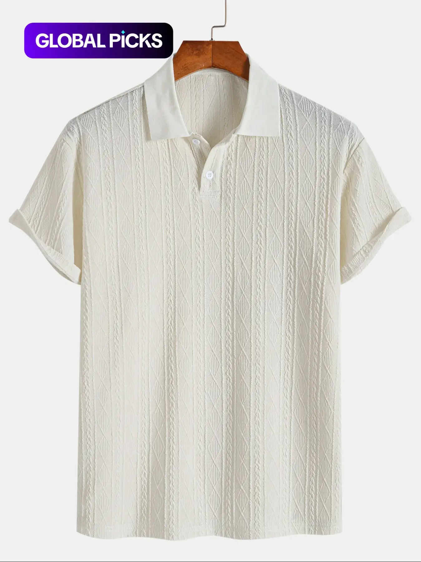 Men's Plain Textured Jacquard Knit Buttons Polo Shirt, Regular Fit Fitted Casual Short Sleeve Top for Summer, Classic Fashion Men's Clothes for Daily Wear, Menswear, Button Down Polo, Knitted Shirt, Buttoned Polo Shirt, Casual Polo Shirts