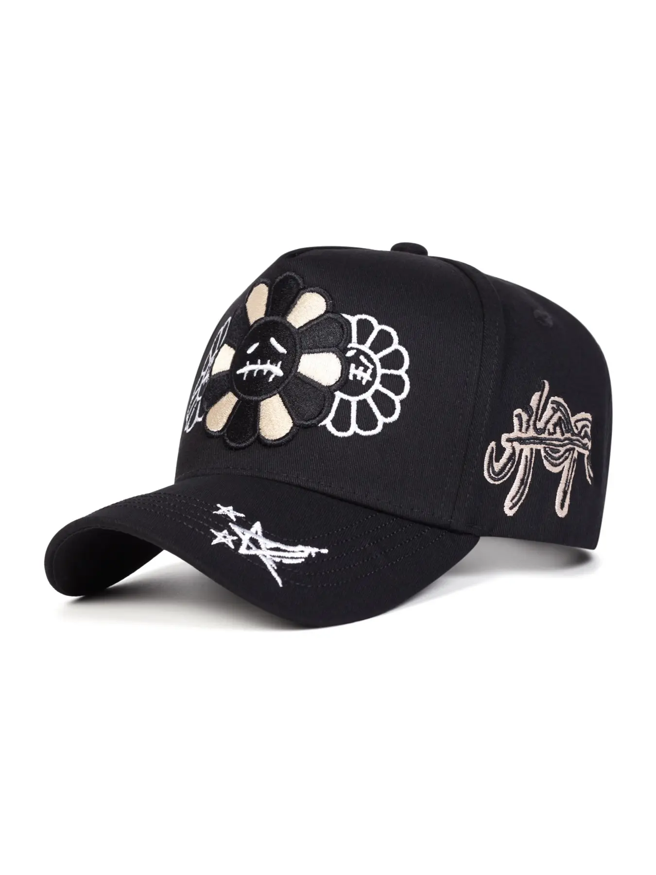 Unisex Floral Embroidery Five-Panel Baseball Cap, Casual Adjustable Outdoor UV Protection Hat for Spring & Fall, Ideal for Travel, Beach & Vacation