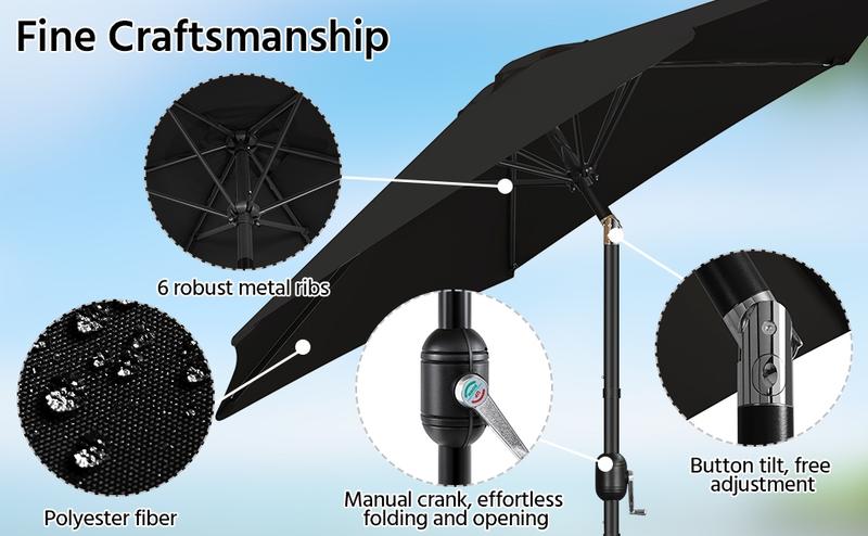 【On Sale】 Yaheetech 7.5/9/10FT Patio Umbrella w/ Push Button Tilt and Crank, Outdoor Garden Table Umbrella for Garden, Deck, Backyard, Pool, Beach