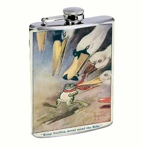 Keep Smiling Frog 8oz Stainless Steel Flask