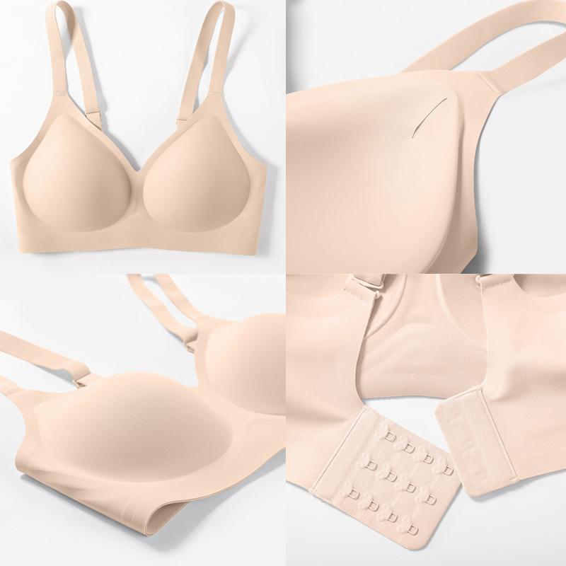 OEAK 2PCS Women Comfortable Push Up Jelly Bras Wireless Seamless Adjustable Bra Buttery Soft Everyday Tshirt V Neck Bra Convertible Bra