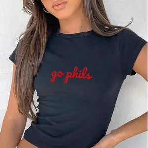 Football Baby Tee for Women, Philly, Go Phils T-Shirt, Gift for Philly Fan, Philly Gift for Women, Trendy Summer Top