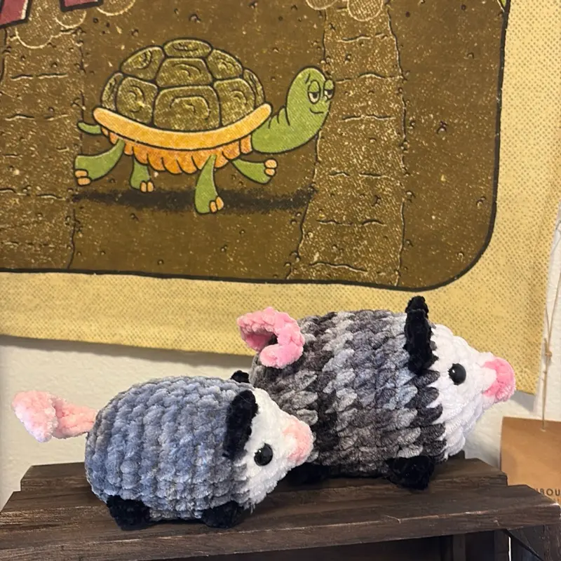 Handmade crochet opossums!