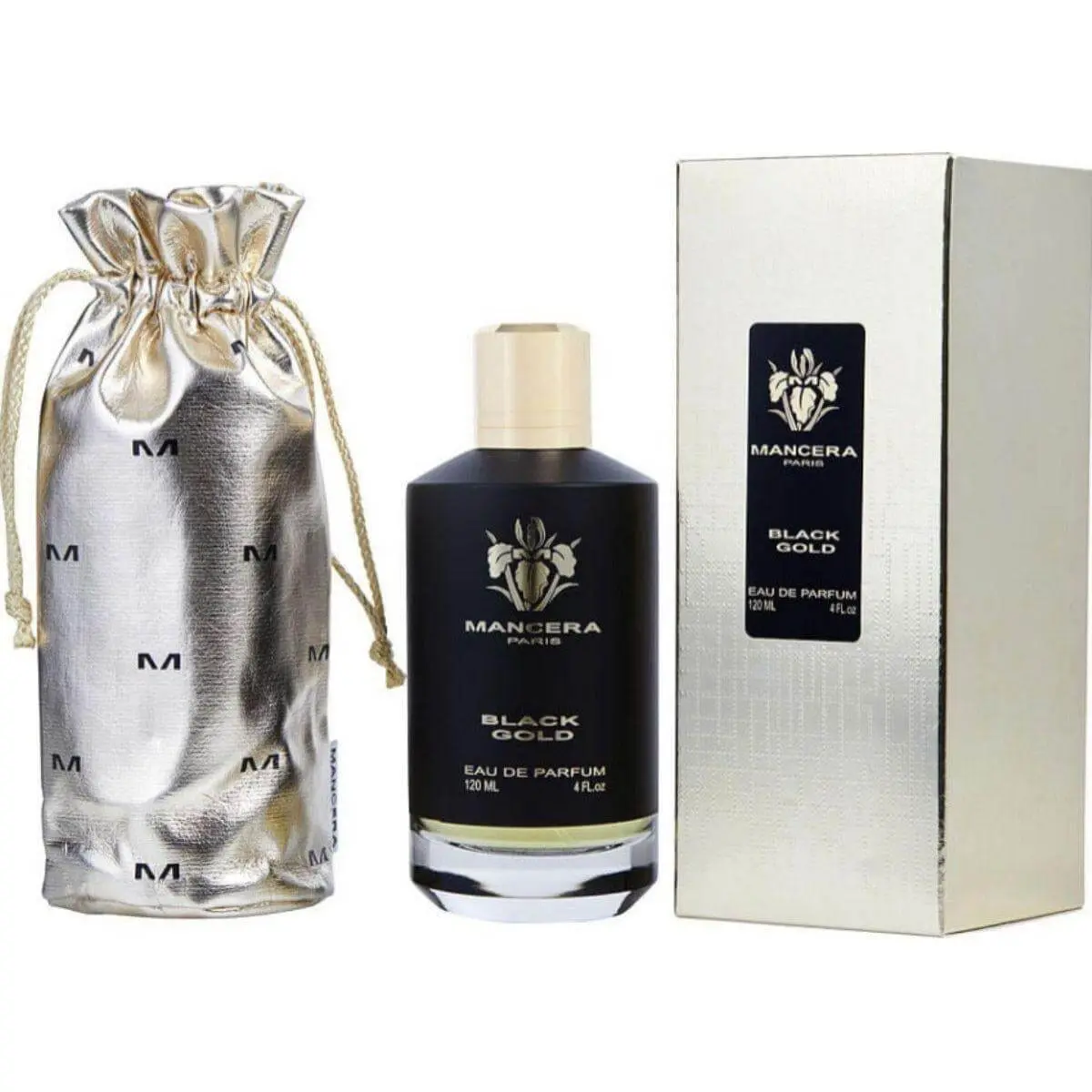 Mancera Black Gold Eau de Parfum, 4 fl oz EDP Perfume Spray for Men, Leathery Amber Scent Men's Fragrance with Amberwood Patchouli & Oud Notes, Woody Amber Scent, Bold Scent