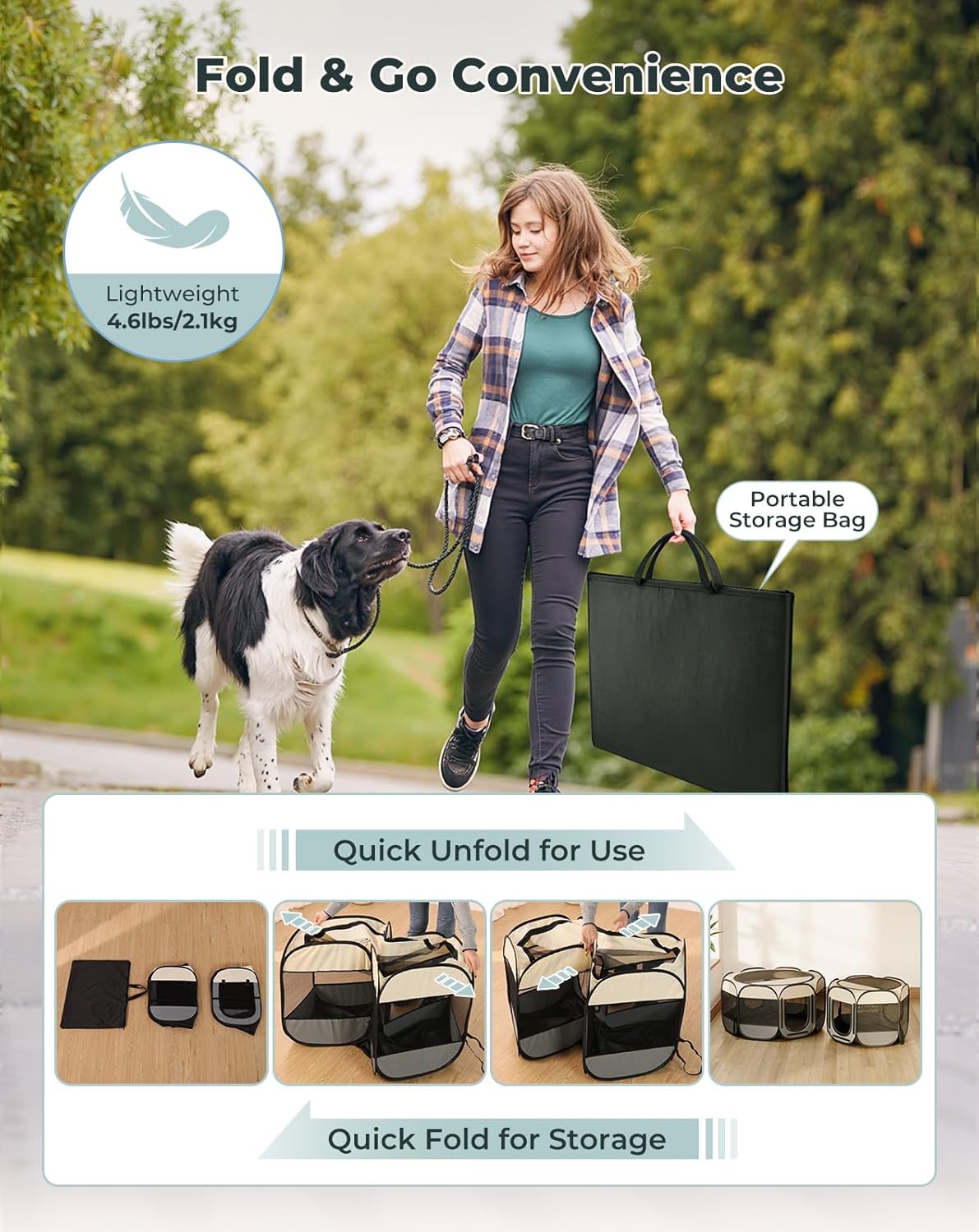 PAWGIANT Cat Playpen, Large Portable Puppy Playpen, Indoor & Outdoor 2-in-1 Pop-up Dog Pet Tent Portable Mesh Playpen, 2-Room Foldable Dog Playpen, Spacious Comfortable Breathable Visible Easy,  for Indoor Outdoor Dogs, Cats, Small Animals