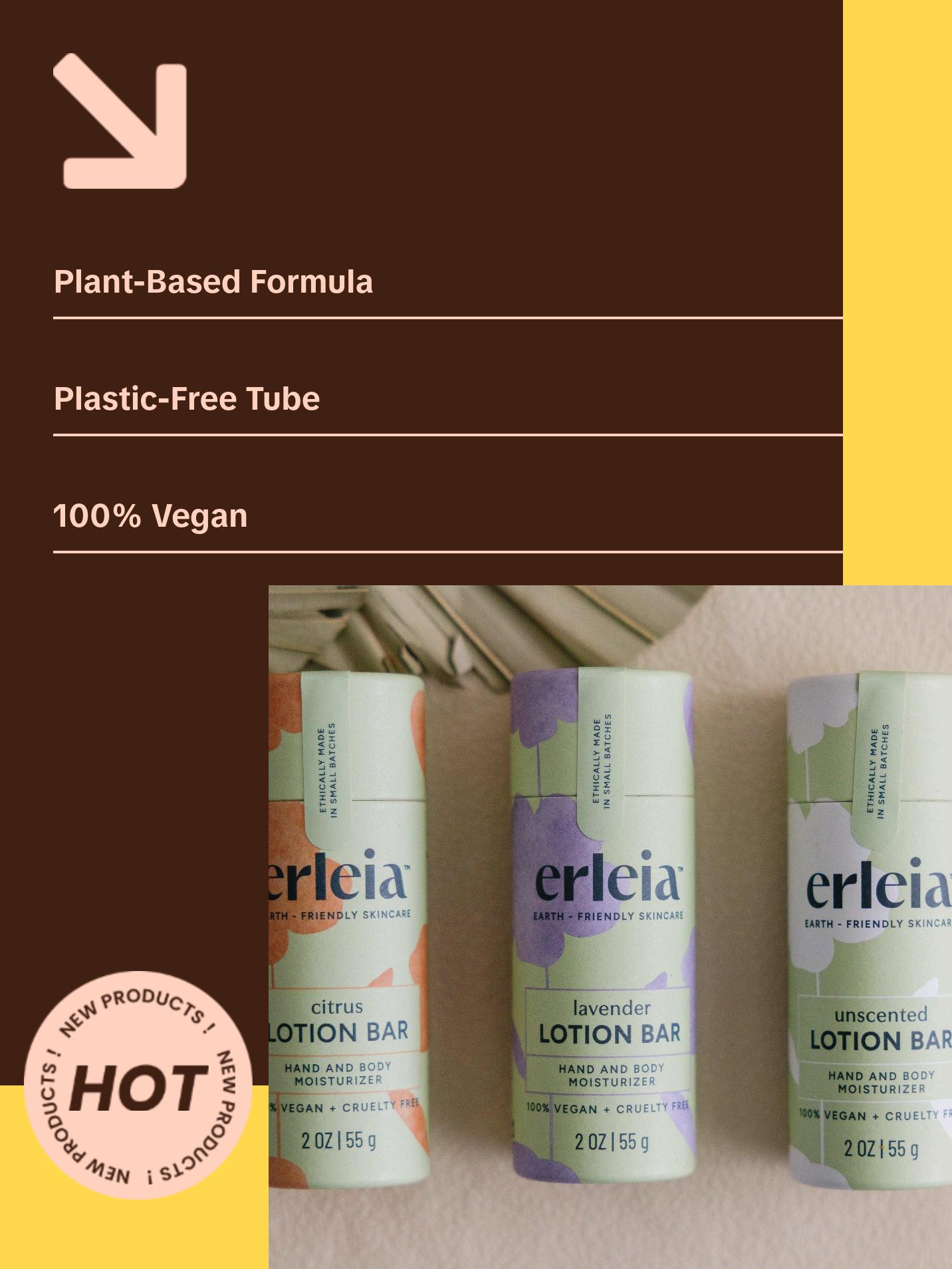 100% Vegan and Cruelty-Free Lotion Bar for Moisturizing and Nourishing Hands and Body, 2 oz - Body Care, Moisturize