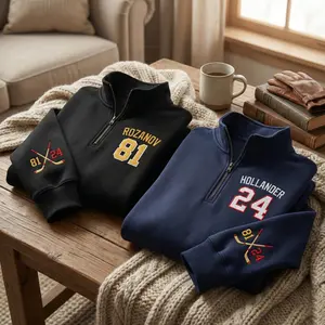 Embroided Hollander Rozanov Quarter Zip Sweatshirt, Hollanov Hockey Rivalry Fan Gifts