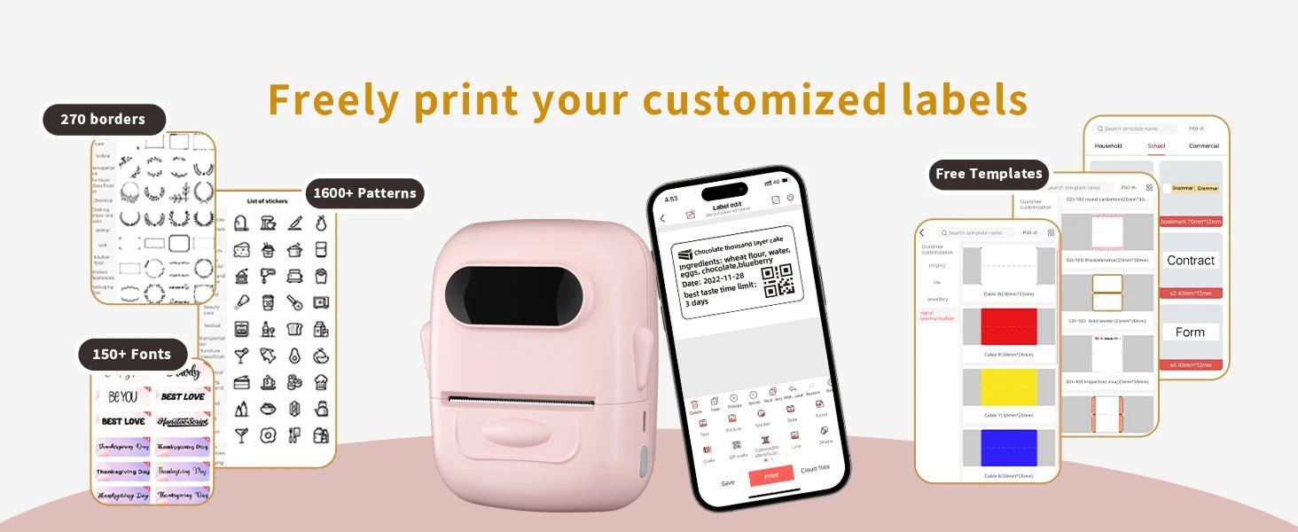 Marklife Label Maker, thermal printers, portable mini Bluetooth wireless printers. Capable of printing thank-you cards, gift labels and product labels food stickers . Suitable for schools, offices and home storage, multiple template, Black Friday Marklife Label Maker, thermal printers, portable mini Bluetooth wireless printers. Capable of printing thank-you cards, gift labels and product labels food stickers . Suitable for schools, offices and home storage, multiple template, Black Friday