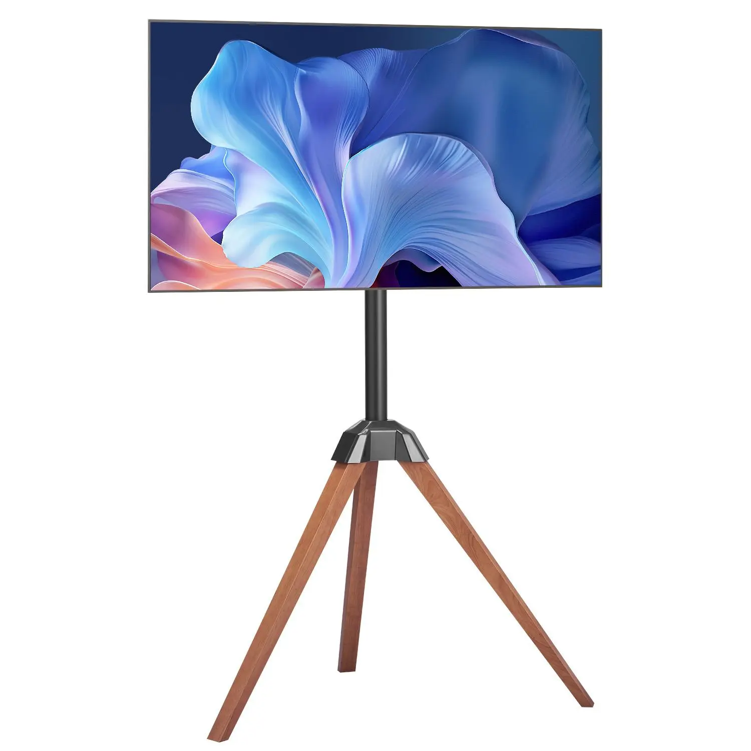 【SummerFinds】VEVOR Tripod Easel TV Stand,  , for 40-65 inch Flat Screen/Curved TVs Up to 99 lbs, 18° Left-Right Rotation Portable TV Stand with Oak Wood Legs, for Bedroom, Living Room, Studio, MAX VESA 600 x 400 mm