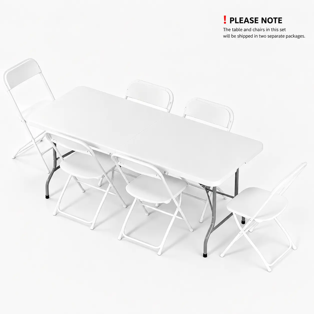 6FT Folding Table and Chairs Set, Portable Table with 6 White Folding Chairs for Party, BBQ, Family Gatherings and Indoor & Outdoor Events activity